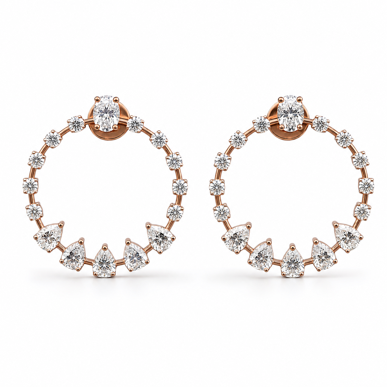 Rosette Pear Halo Hoops