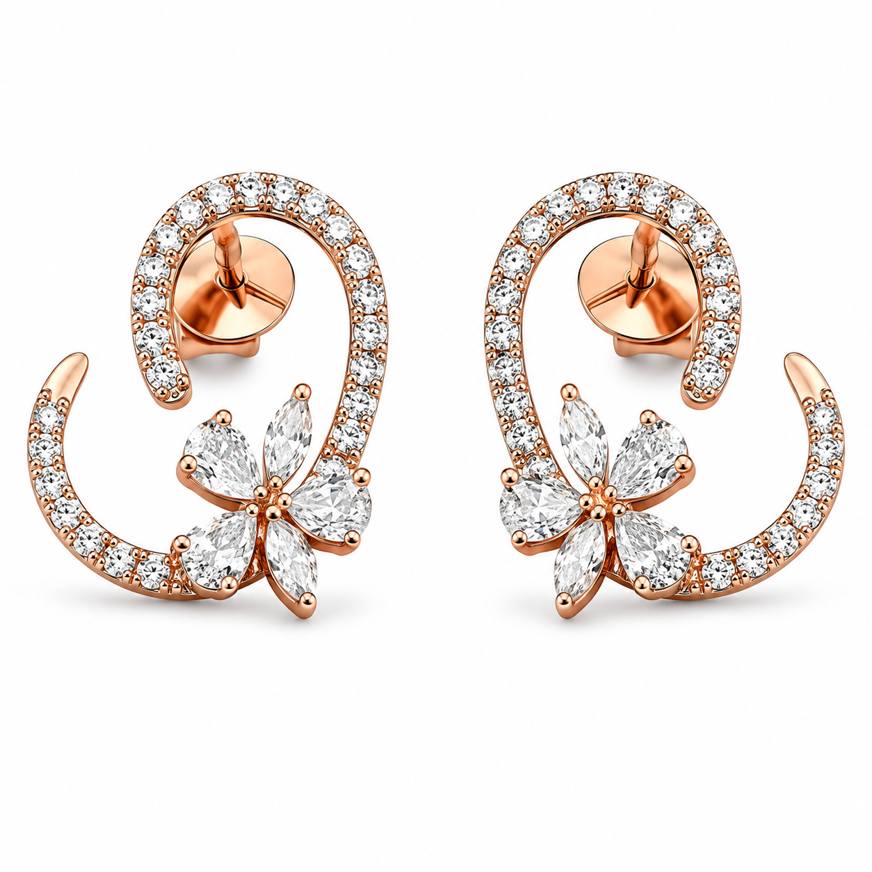 Floral Curve Hoops