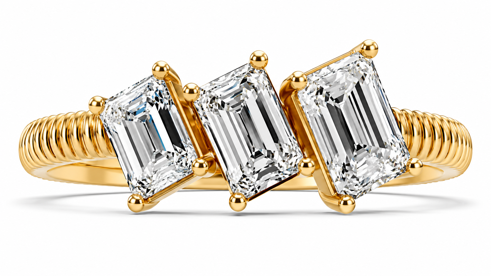 Triple Emerald-Cut Ring