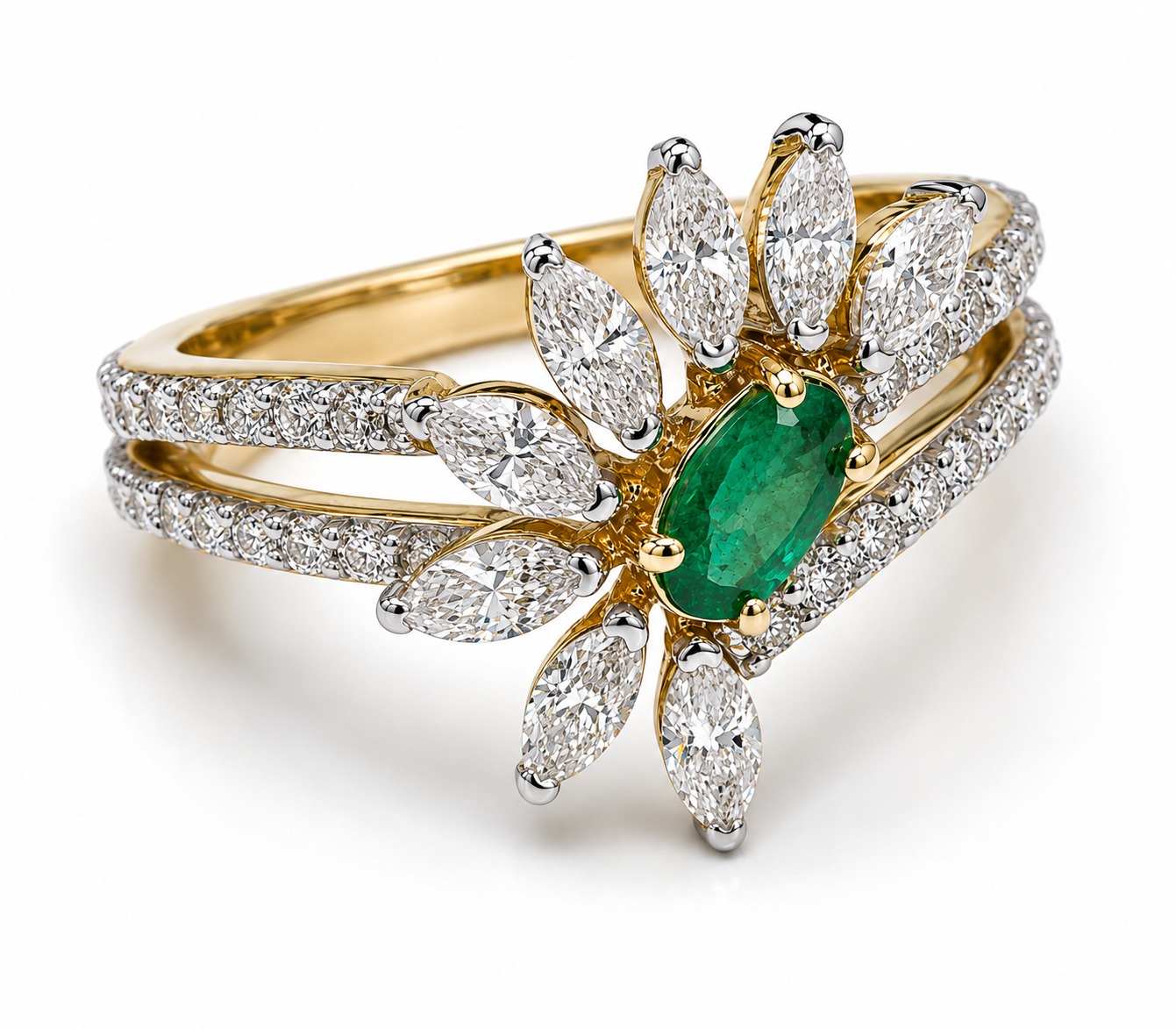 Emerald Blossom Ring