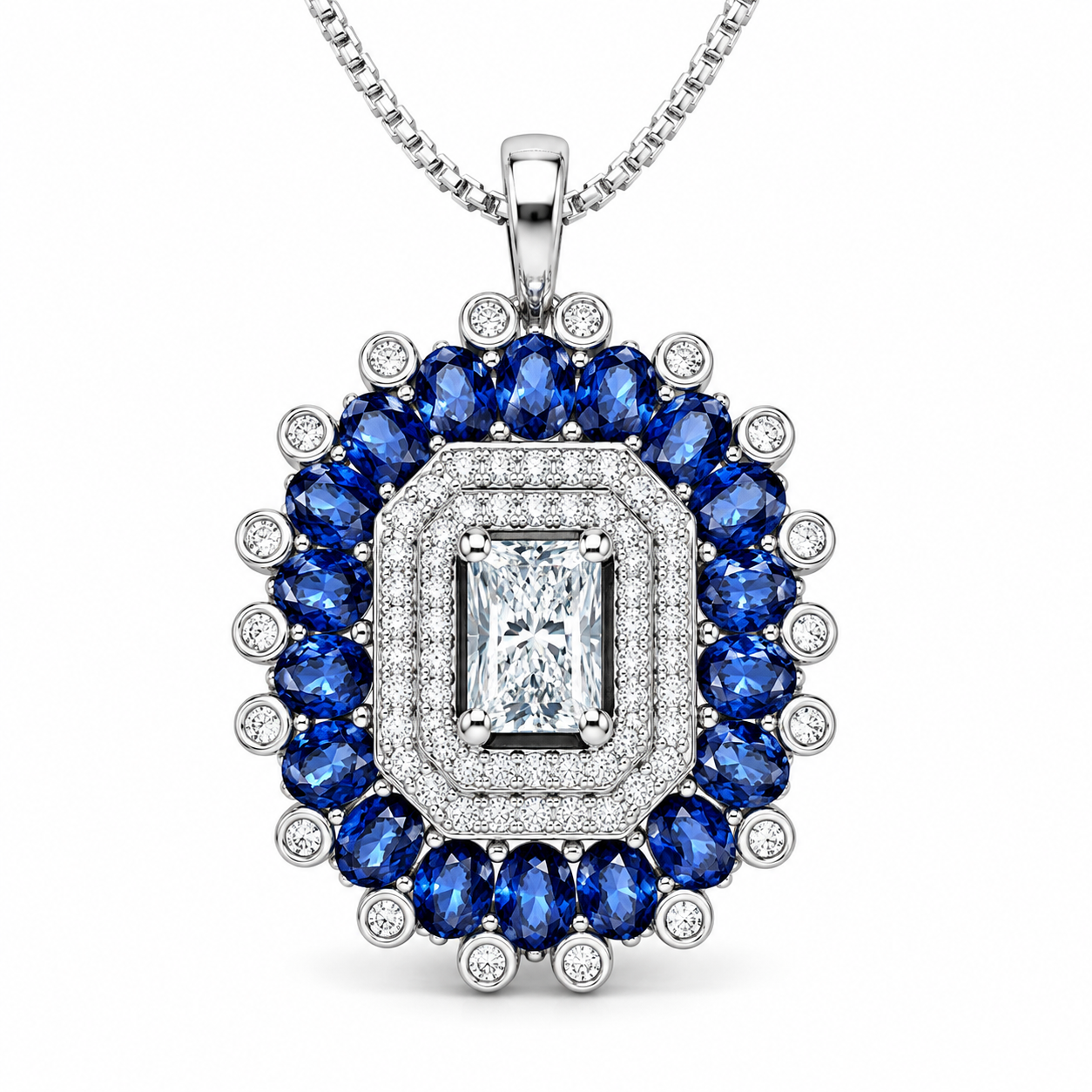 Sapphire Halo Pendant