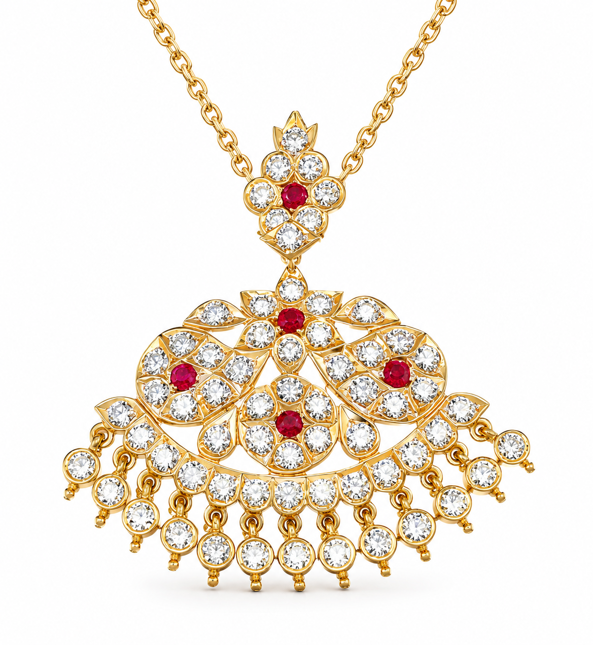 Ruby Floral Diamond Pendant