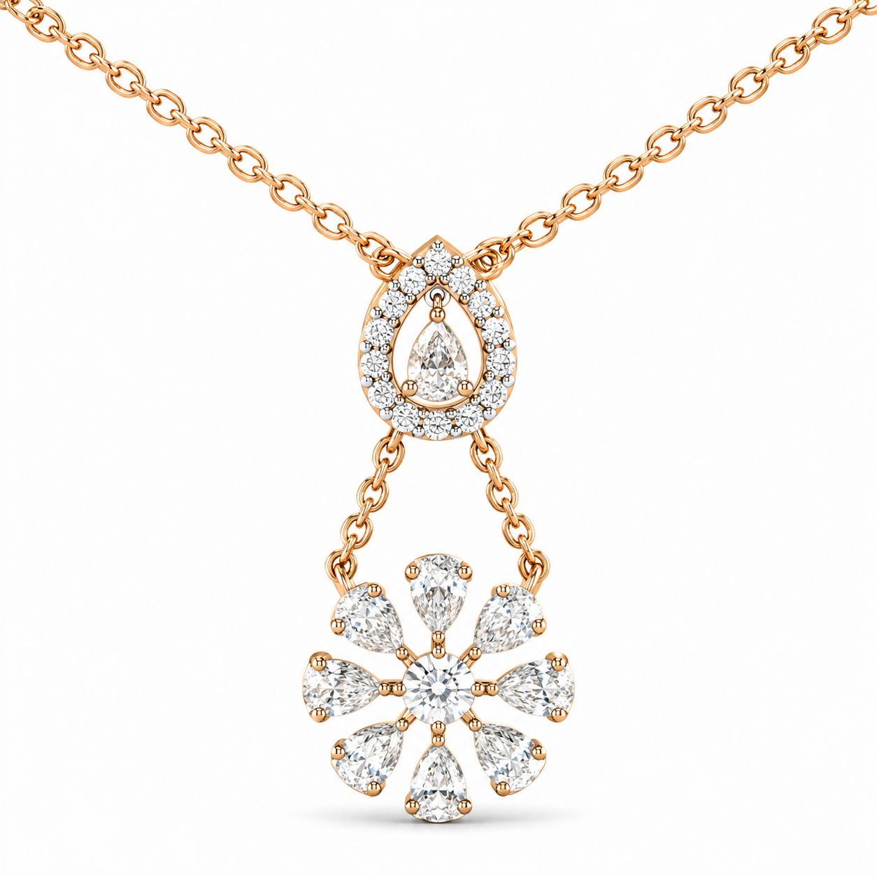 Floral Teardrop Necklace