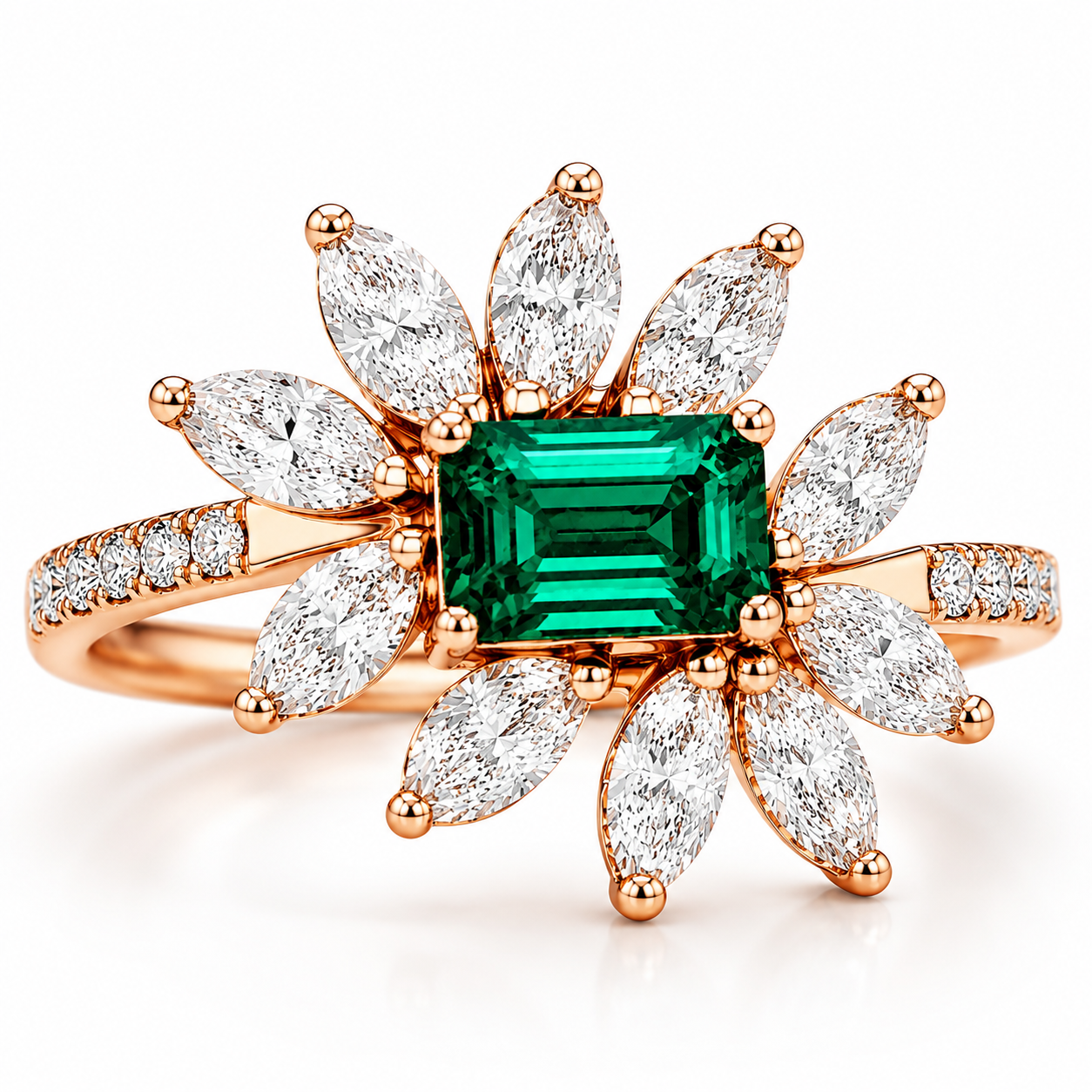 Emerald Floral Ring