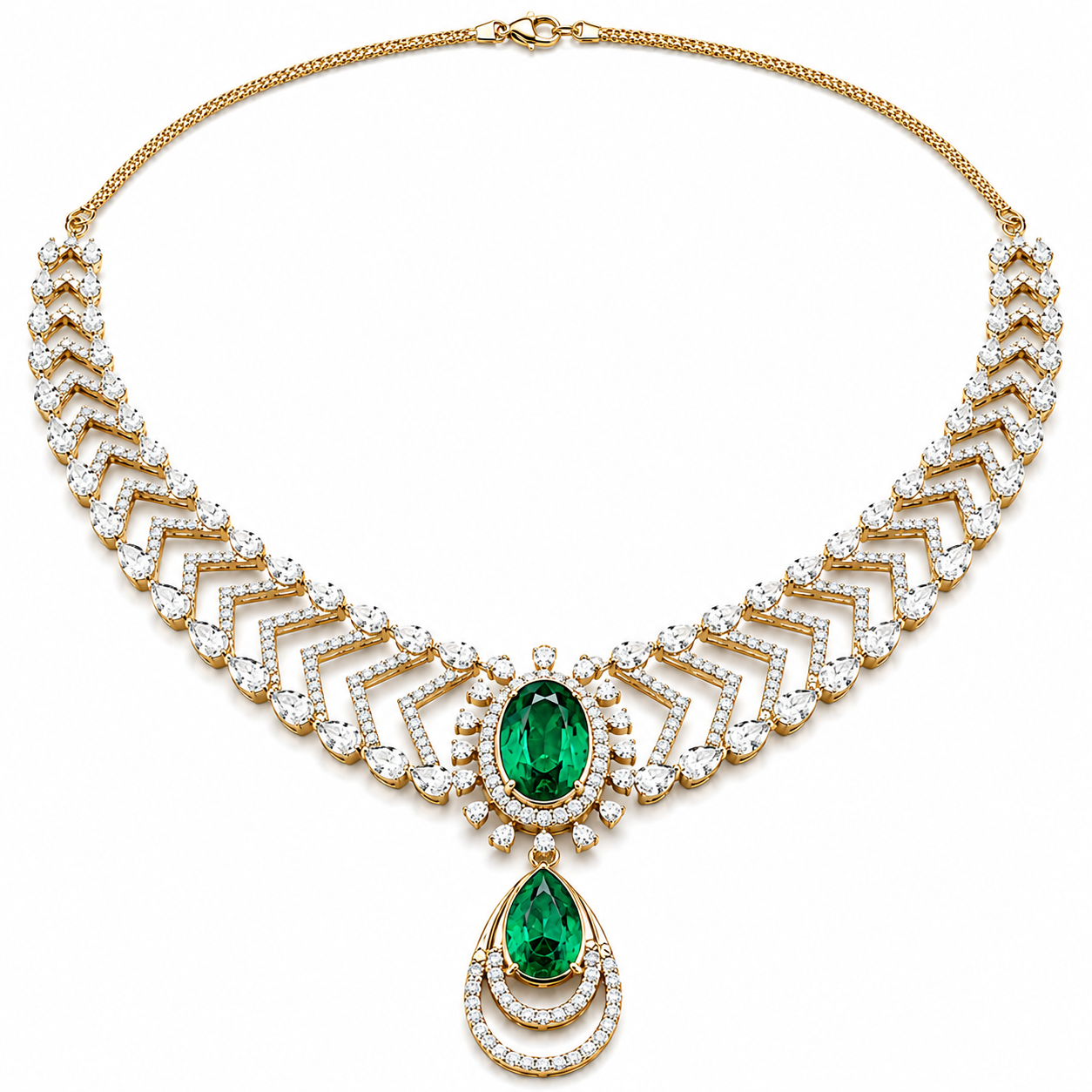 Emerald Chevron Necklace