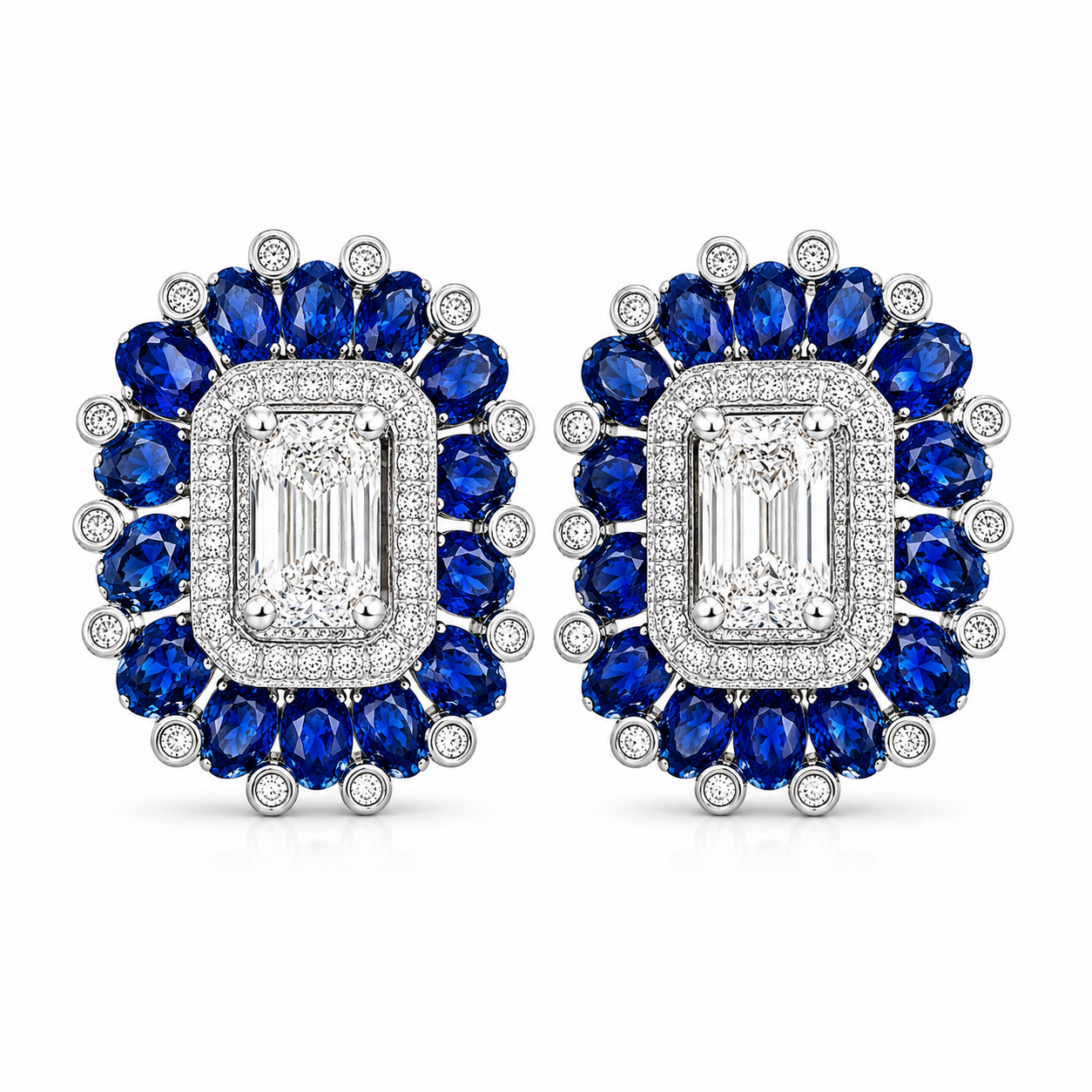 Royal Sapphire Emerald Studs